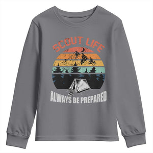 Scout Camping Youth Sweatshirt Scout Camping Always Be Prepared Hiking Camping Outdoors Troop Leader TS02 Charcoal Print Your Wear