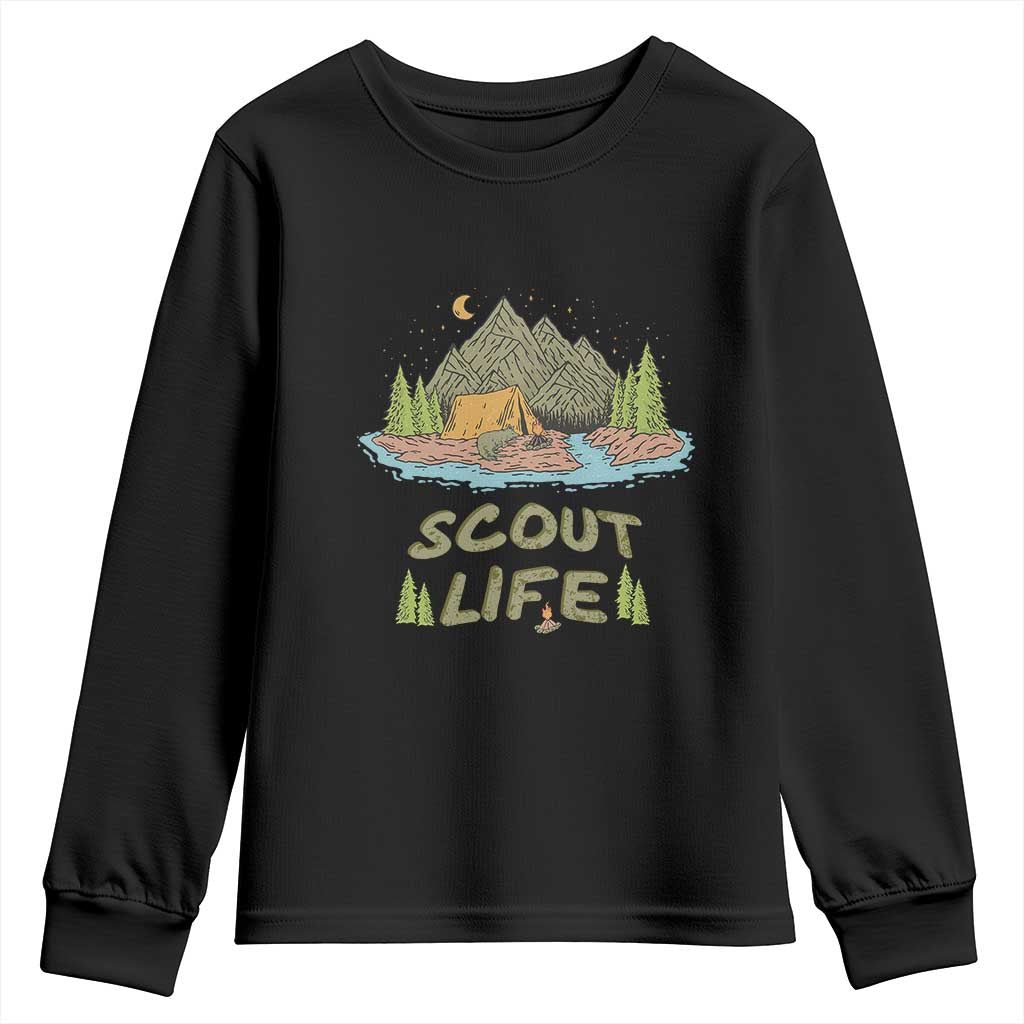 Scout Camping Youth Sweatshirt Scout Camping Life Hiking Camping Outdoors Troop Leader TS02 Black Print Your Wear
