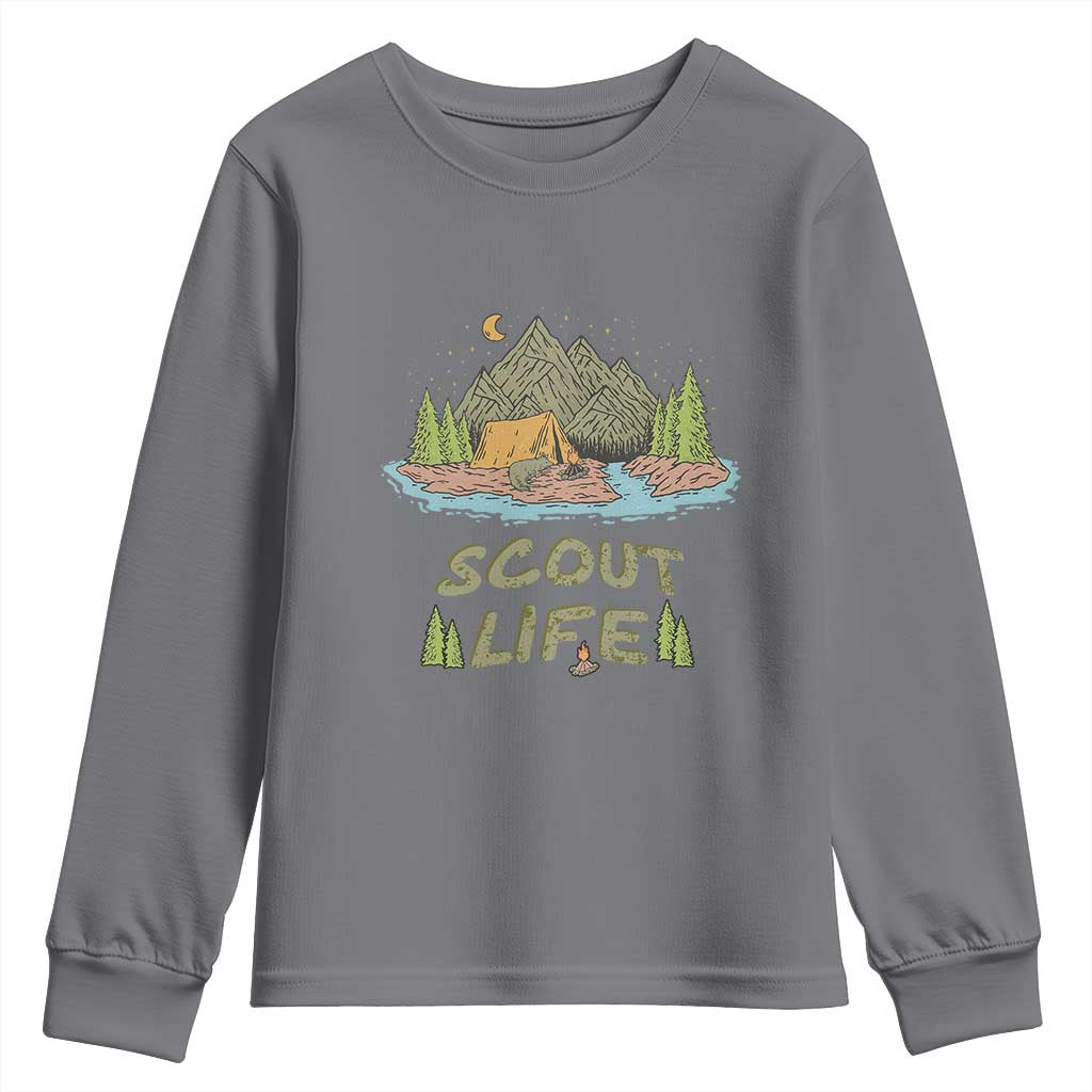 Scout Camping Youth Sweatshirt Scout Camping Life Hiking Camping Outdoors Troop Leader TS02 Charcoal Print Your Wear