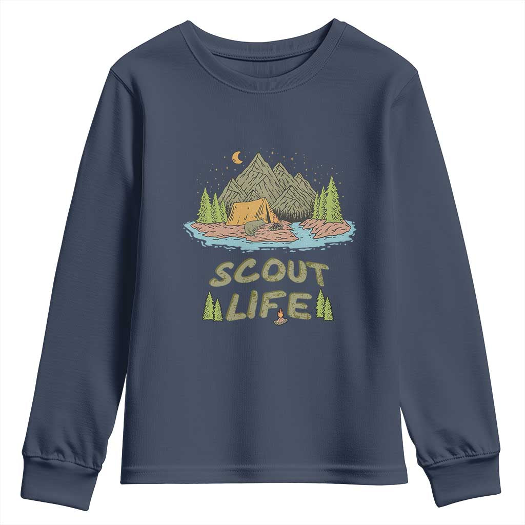 Scout Camping Youth Sweatshirt Scout Camping Life Hiking Camping Outdoors Troop Leader TS02 Navy Print Your Wear