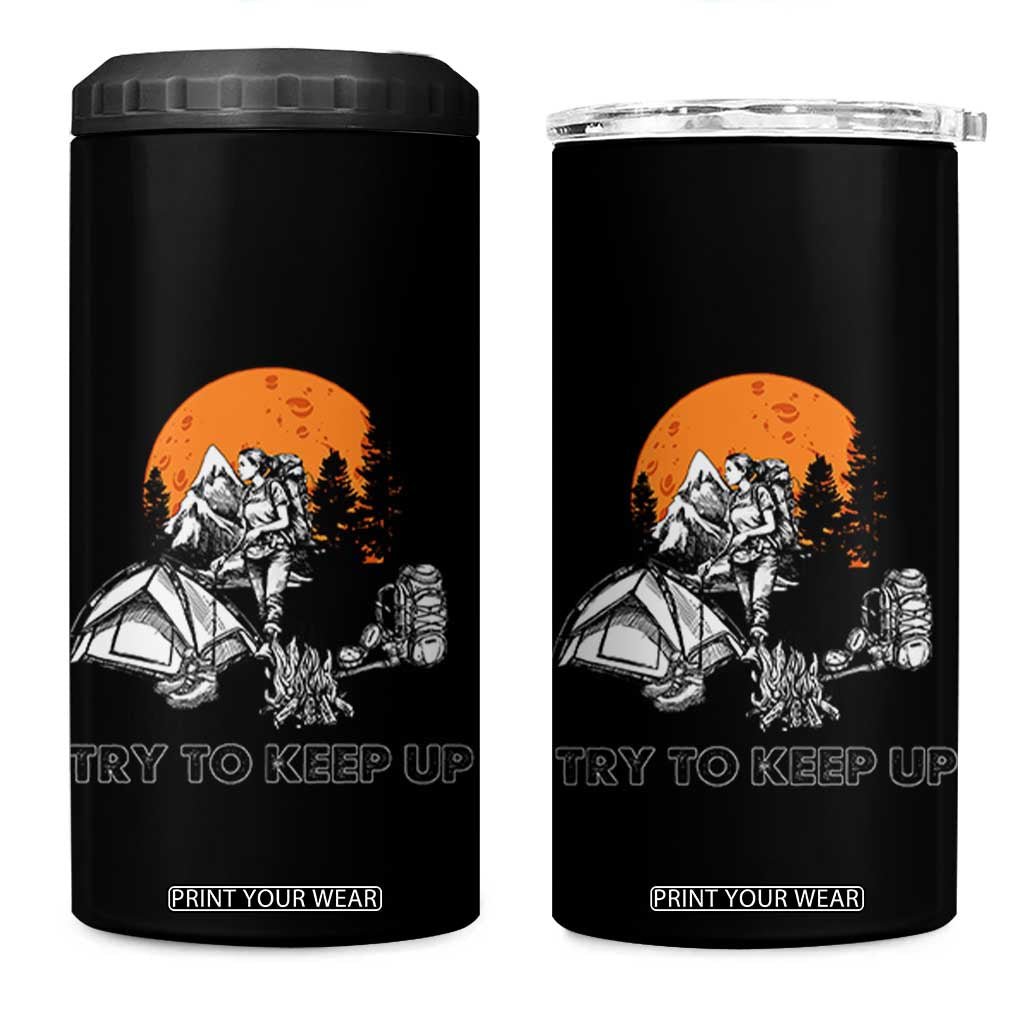Scout Girl 4 in 1 Can Cooler Tumbler I Scout Like A Girl Try To Keep Up Hiking Camping Scouting TS02 One Size: 16 oz Black Print Your Wear