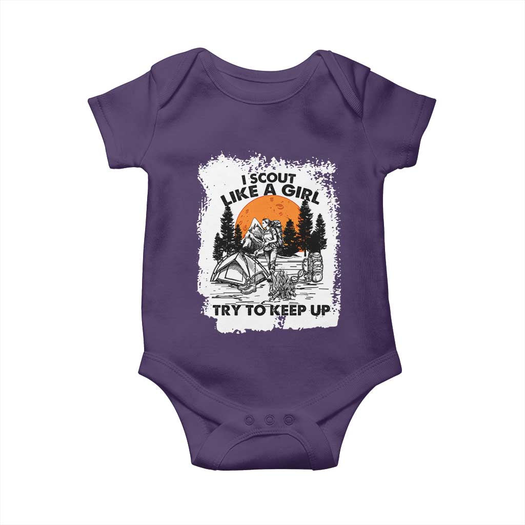 Scout Girl Baby Onesie I Scout Like A Girl Try To Keep Up Hiking Camping Scouting Lovers TS02 Purple Print Your Wear