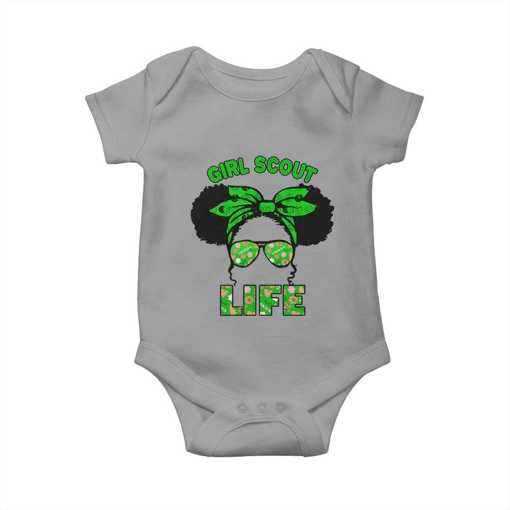 Scout Girl Cookie Dealer Baby Onesie Troop Leader Little Messy Bun TS02 Sport Gray Print Your Wear