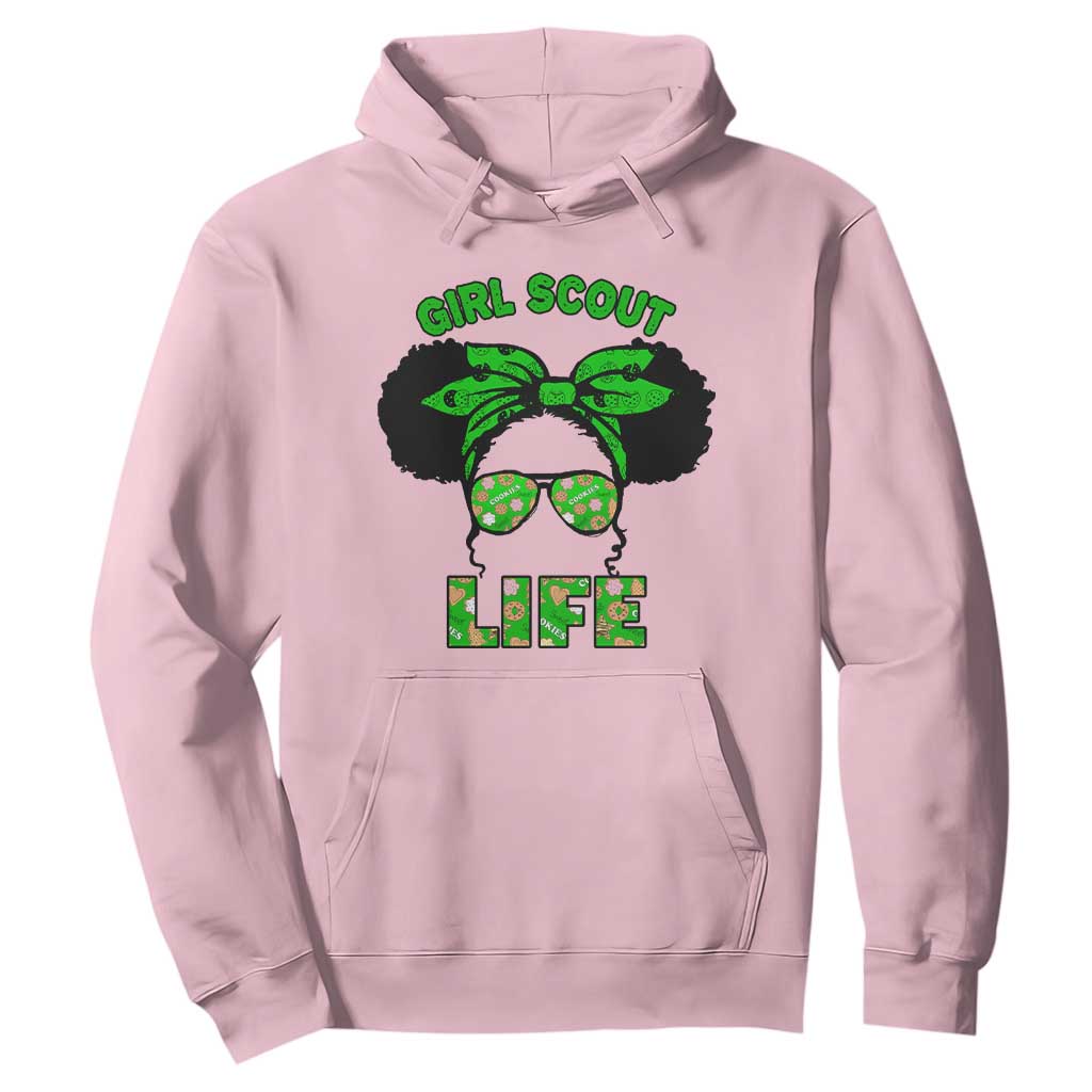 Scout Girl Cookie Dealer Hoodie Troop Leader Little Messy Bun TS02 Light Pink Print Your Wear