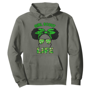 Scout Girl Cookie Dealer Hoodie Troop Leader Little Messy Bun TS02 Military Green Print Your Wear