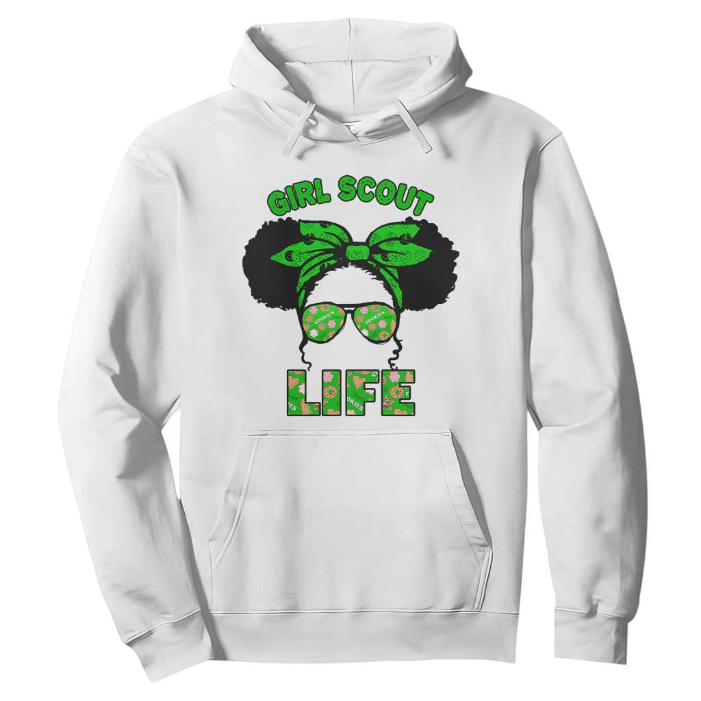 Scout Girl Cookie Dealer Hoodie Troop Leader Little Messy Bun TS02 White Print Your Wear