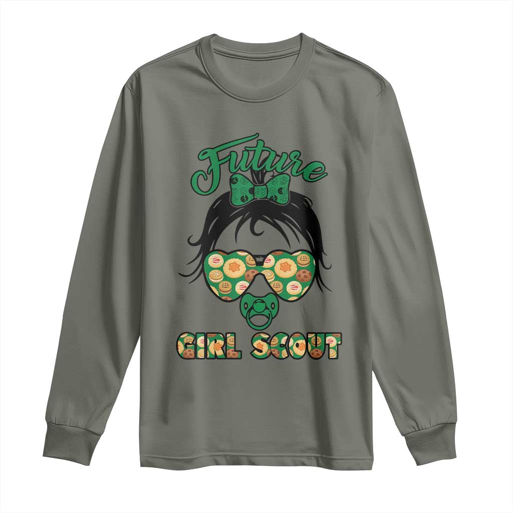 Scout Girl Cookie Dealer Long Sleeve Shirt Troop Leader Kidlife Little Bun TS02 Military Green Print Your Wear