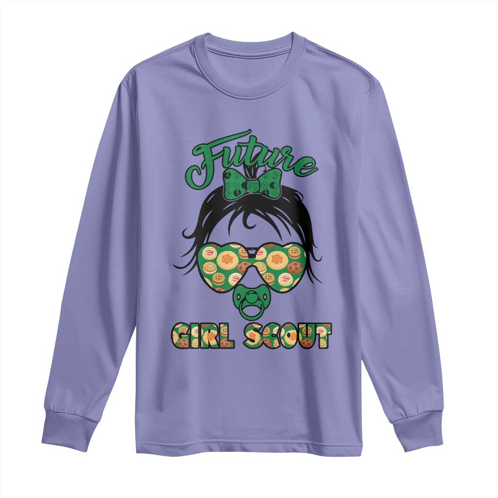 Scout Girl Cookie Dealer Long Sleeve Shirt Troop Leader Kidlife Little Bun TS02 Violet Print Your Wear