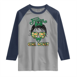 Scout Girl Cookie Dealer Raglan Shirt Troop Leader Kidlife Little Bun TS02 Sport Gray Navy Print Your Wear