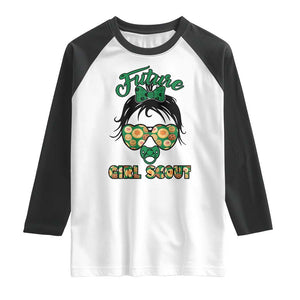 Scout Girl Cookie Dealer Raglan Shirt Troop Leader Kidlife Little Bun TS02 White Black Print Your Wear