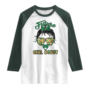 Scout Girl Cookie Dealer Raglan Shirt Troop Leader Kidlife Little Bun TS02 White Dark Forest Green Print Your Wear