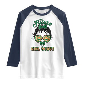 Scout Girl Cookie Dealer Raglan Shirt Troop Leader Kidlife Little Bun TS02 White Navy Print Your Wear