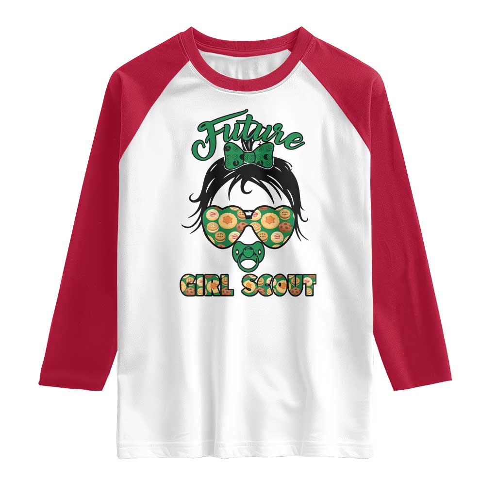 Scout Girl Cookie Dealer Raglan Shirt Troop Leader Kidlife Little Bun TS02 White Red Print Your Wear