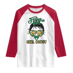 Scout Girl Cookie Dealer Raglan Shirt Troop Leader Kidlife Little Bun TS02 White Red Print Your Wear