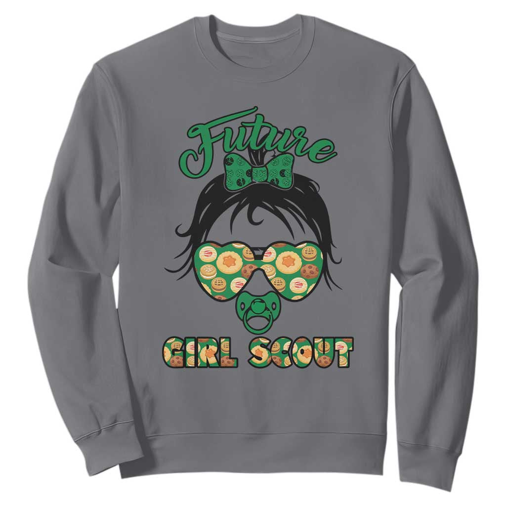 Scout Girl Cookie Dealer Sweatshirt Troop Leader Kidlife Little Bun TS02 Charcoal Print Your Wear