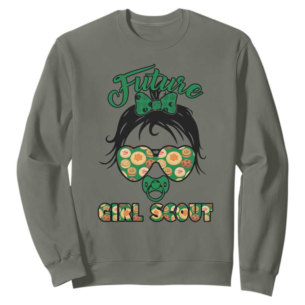 Scout Girl Cookie Dealer Sweatshirt Troop Leader Kidlife Little Bun TS02 Military Green Print Your Wear