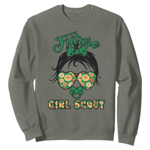 Scout Girl Cookie Dealer Sweatshirt Troop Leader Kidlife Little Bun TS02 Military Green Print Your Wear