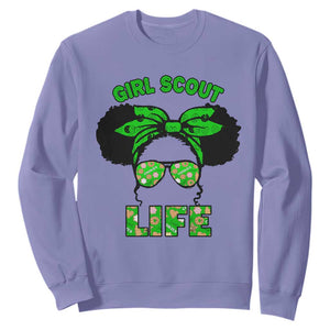 Scout Girl Cookie Dealer Sweatshirt Troop Leader Little Messy Bun TS02 Violet Print Your Wear
