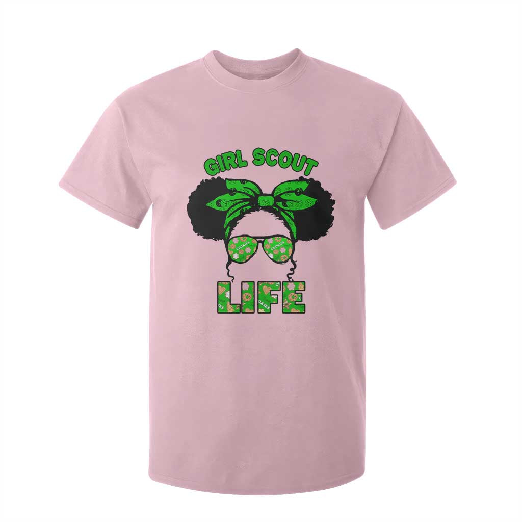 Scout Girl Cookie Dealer T Shirt For Kid Troop Leader Little Messy Bun TS02 Light Pink Print Your Wear