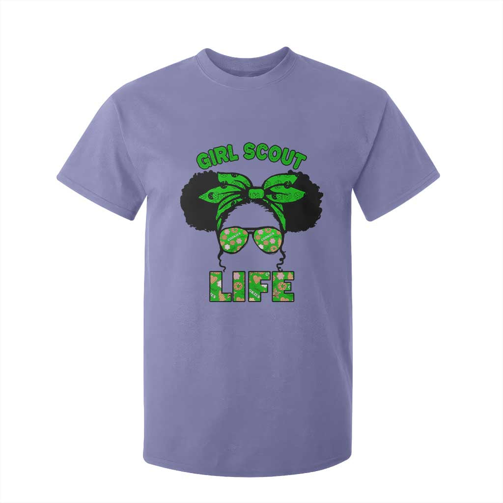 Scout Girl Cookie Dealer T Shirt For Kid Troop Leader Little Messy Bun TS02 Violet Print Your Wear