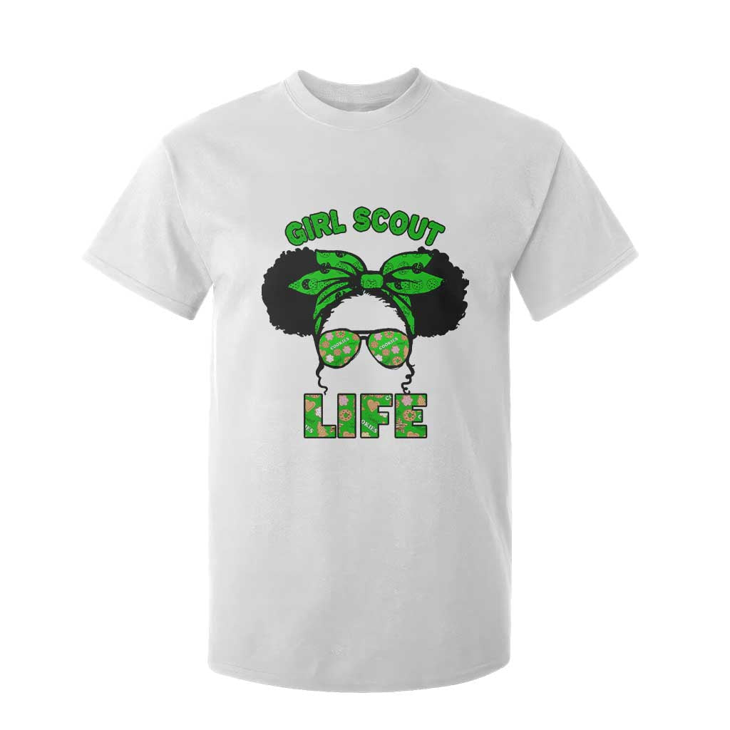 Scout Girl Cookie Dealer T Shirt For Kid Troop Leader Little Messy Bun TS02 White Print Your Wear