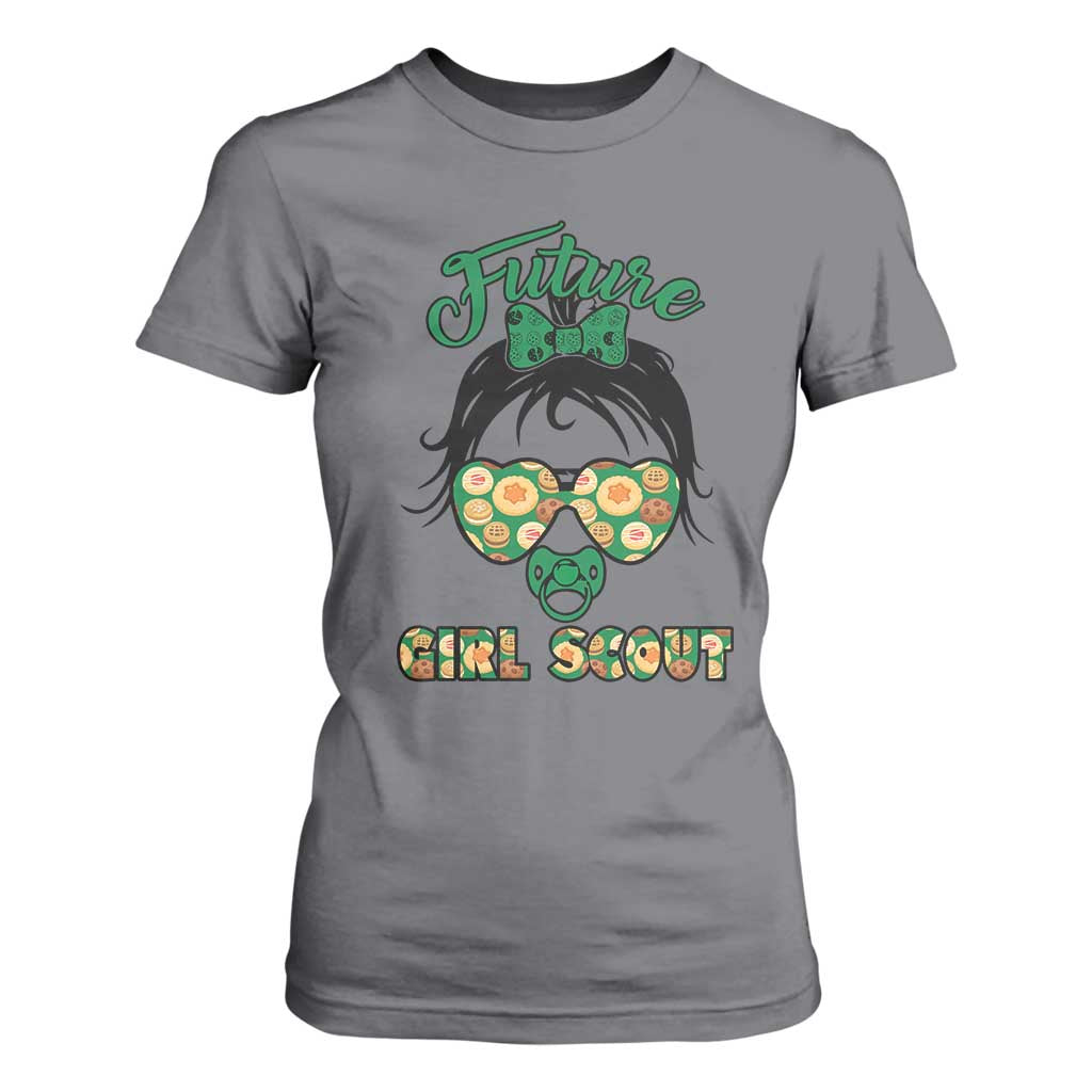Scout Girl Cookie Dealer T Shirt For Women Troop Leader Kidlife Little Bun TS02 Charcoal Print Your Wear