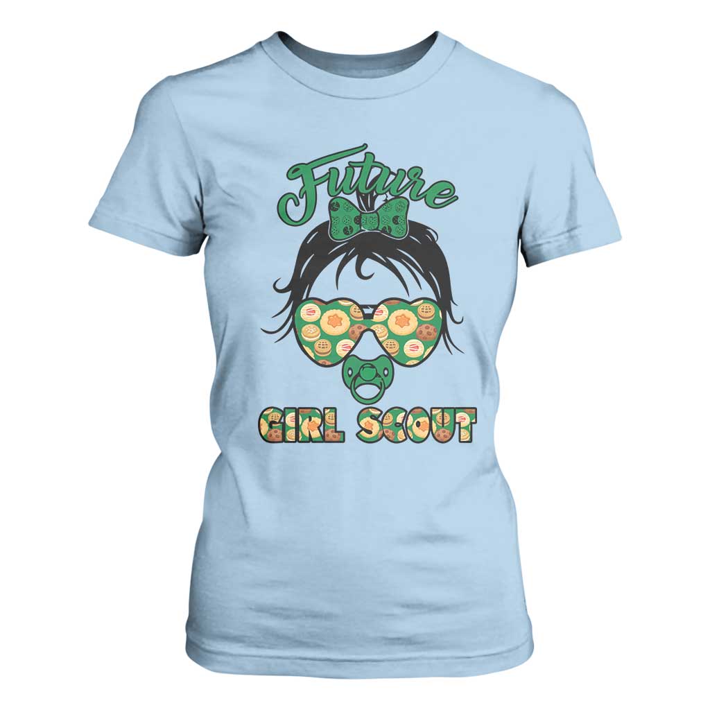 Scout Girl Cookie Dealer T Shirt For Women Troop Leader Kidlife Little Bun TS02 Light Blue Print Your Wear