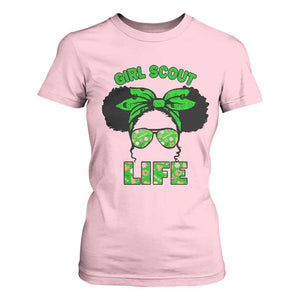 Scout Girl Cookie Dealer T Shirt For Women Troop Leader Little Messy Bun TS02 Light Pink Print Your Wear