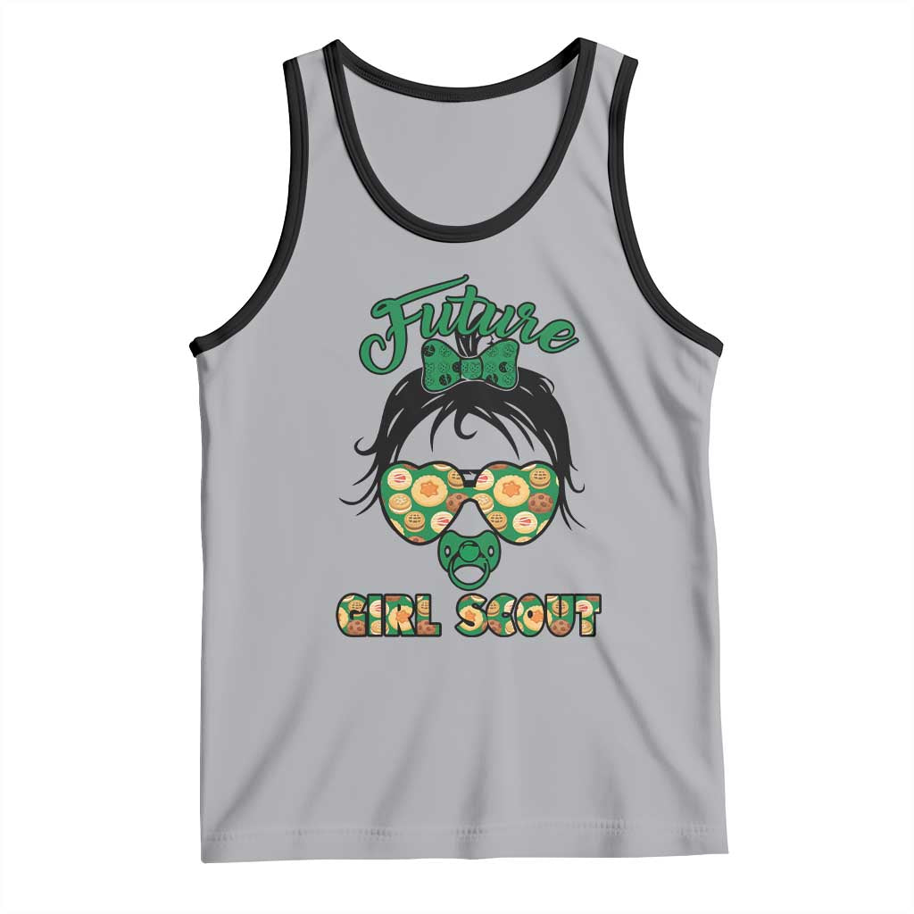 Scout Girl Cookie Dealer Tank Top Troop Leader Kidlife Little Bun TS02 Athletic Heather Black Print Your Wear