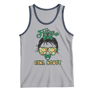 Scout Girl Cookie Dealer Tank Top Troop Leader Kidlife Little Bun TS02 Athletic Heather Navy Print Your Wear