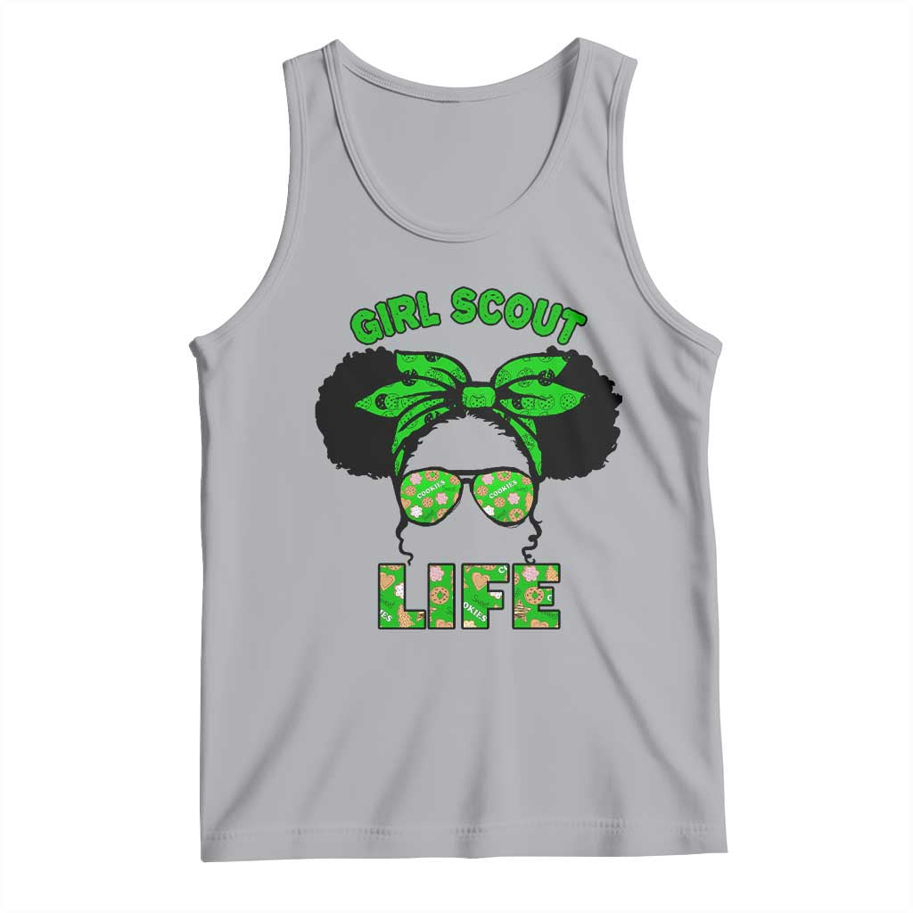 Scout Girl Cookie Dealer Tank Top Troop Leader Little Messy Bun TS02 Athletic Heather Print Your Wear