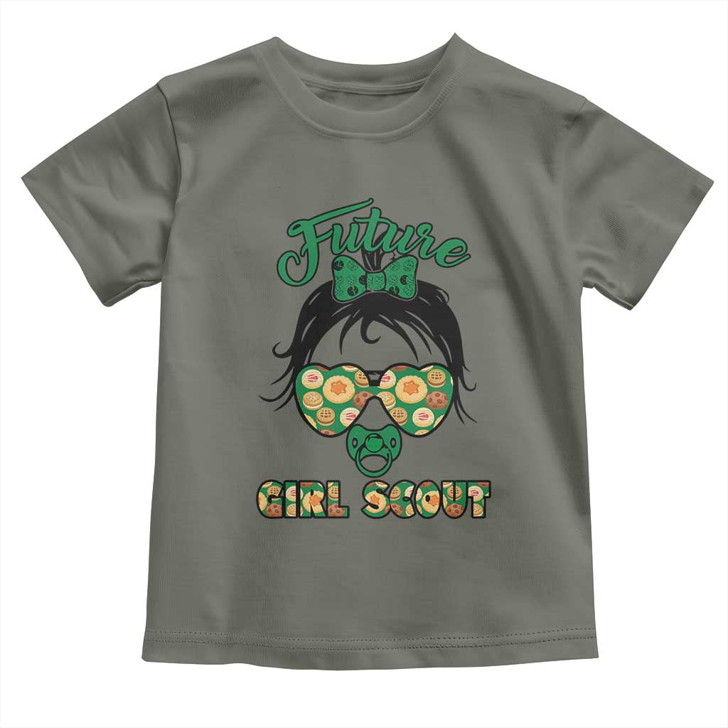 Scout Girl Cookie Dealer Toddler T Shirt Troop Leader Kidlife Little Bun TS02 Military Green Print Your Wear