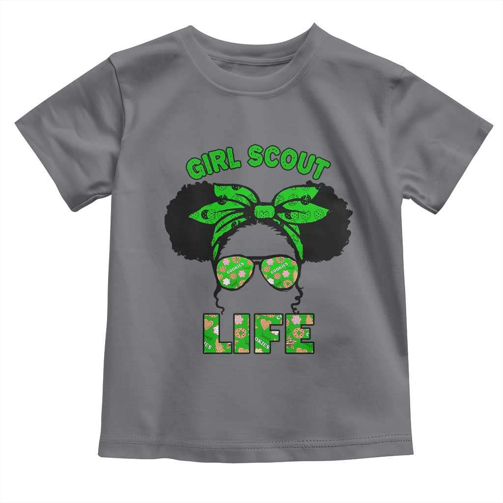 Scout Girl Cookie Dealer Toddler T Shirt Troop Leader Little Messy Bun TS02 Charcoal Print Your Wear