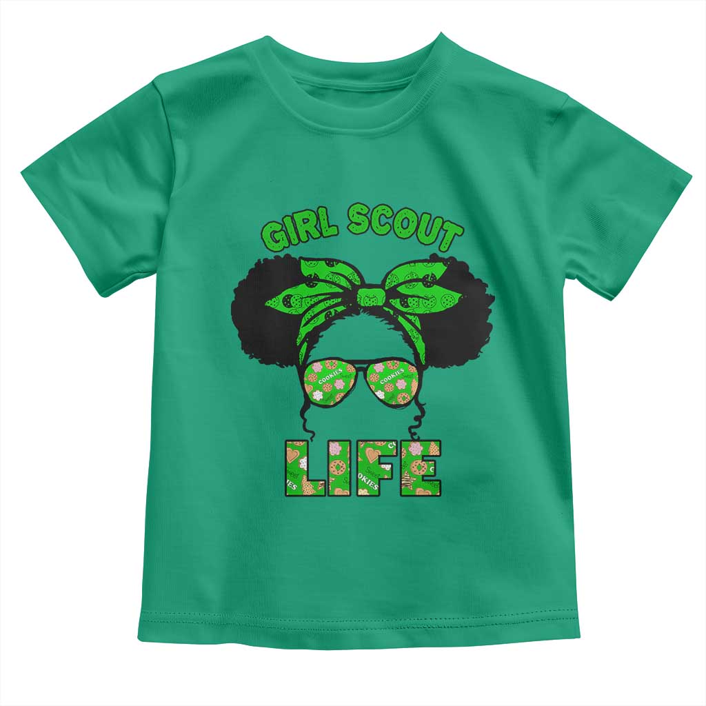 Scout Girl Cookie Dealer Toddler T Shirt Troop Leader Little Messy Bun TS02 Irish Green Print Your Wear