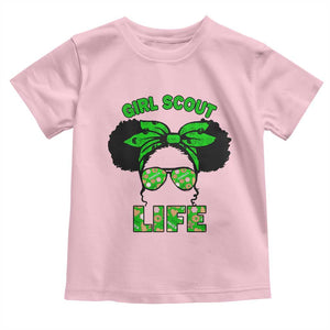 Scout Girl Cookie Dealer Toddler T Shirt Troop Leader Little Messy Bun TS02 Light Pink Print Your Wear