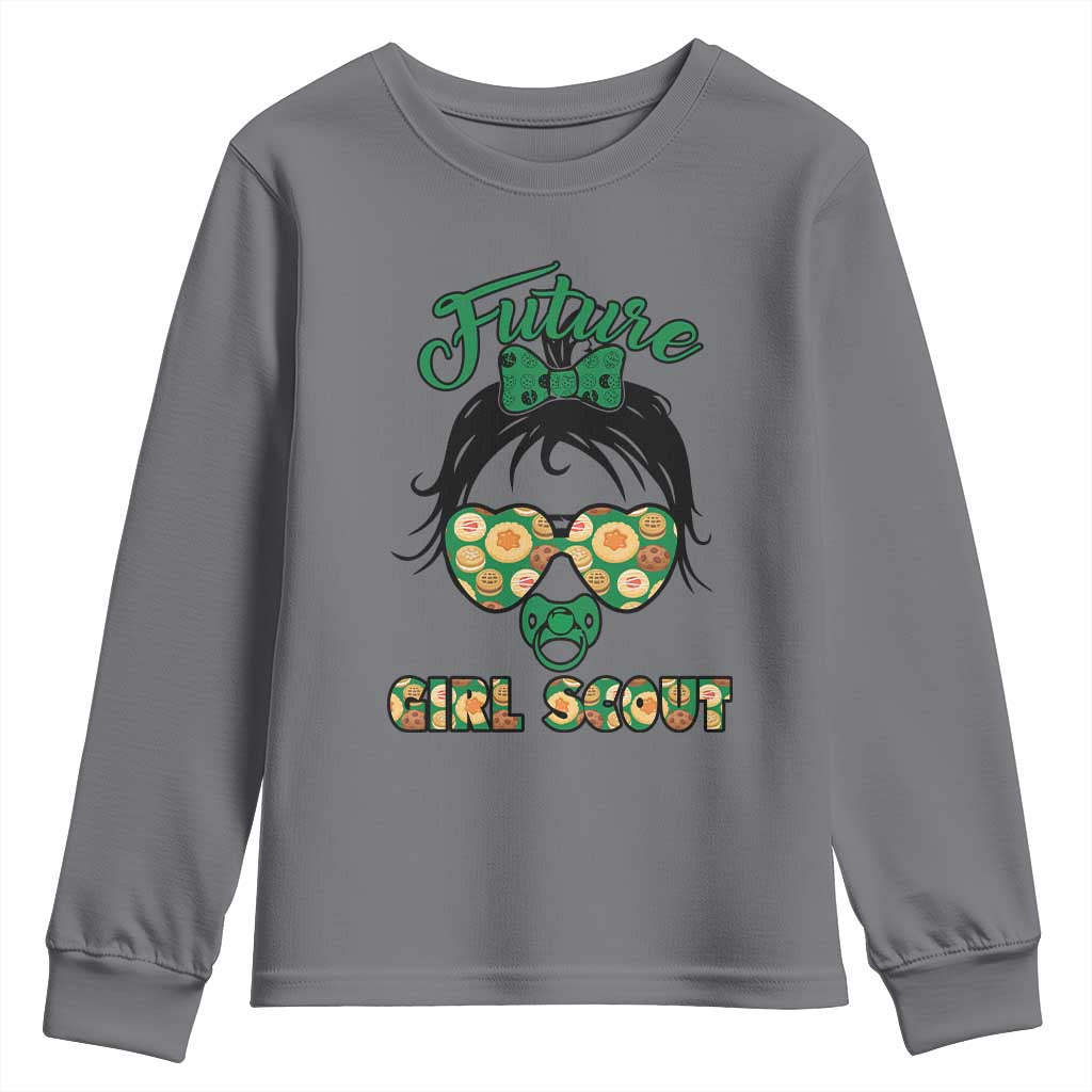 Scout Girl Cookie Dealer Youth Sweatshirt Troop Leader Kidlife Little Bun TS02 Charcoal Print Your Wear