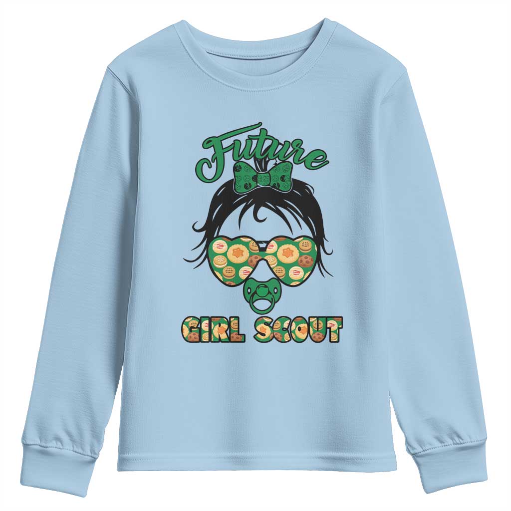 Scout Girl Cookie Dealer Youth Sweatshirt Troop Leader Kidlife Little Bun TS02 Light Blue Print Your Wear