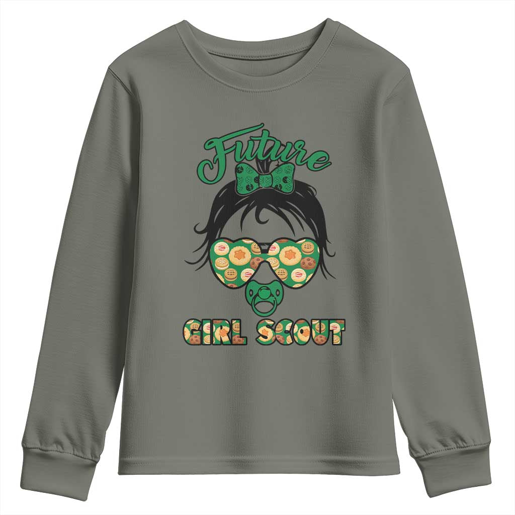 Scout Girl Cookie Dealer Youth Sweatshirt Troop Leader Kidlife Little Bun TS02 Military Green Print Your Wear