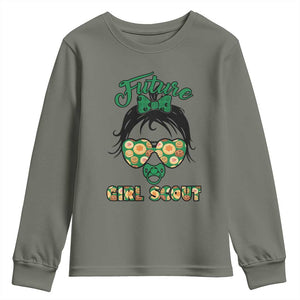 Scout Girl Cookie Dealer Youth Sweatshirt Troop Leader Kidlife Little Bun TS02 Military Green Print Your Wear