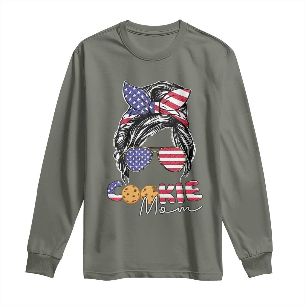 Scout Girl Mom Long Sleeve Shirt American Proud Cookie Mom Troop Leader Family Matching TS02 Military Green Print Your Wear