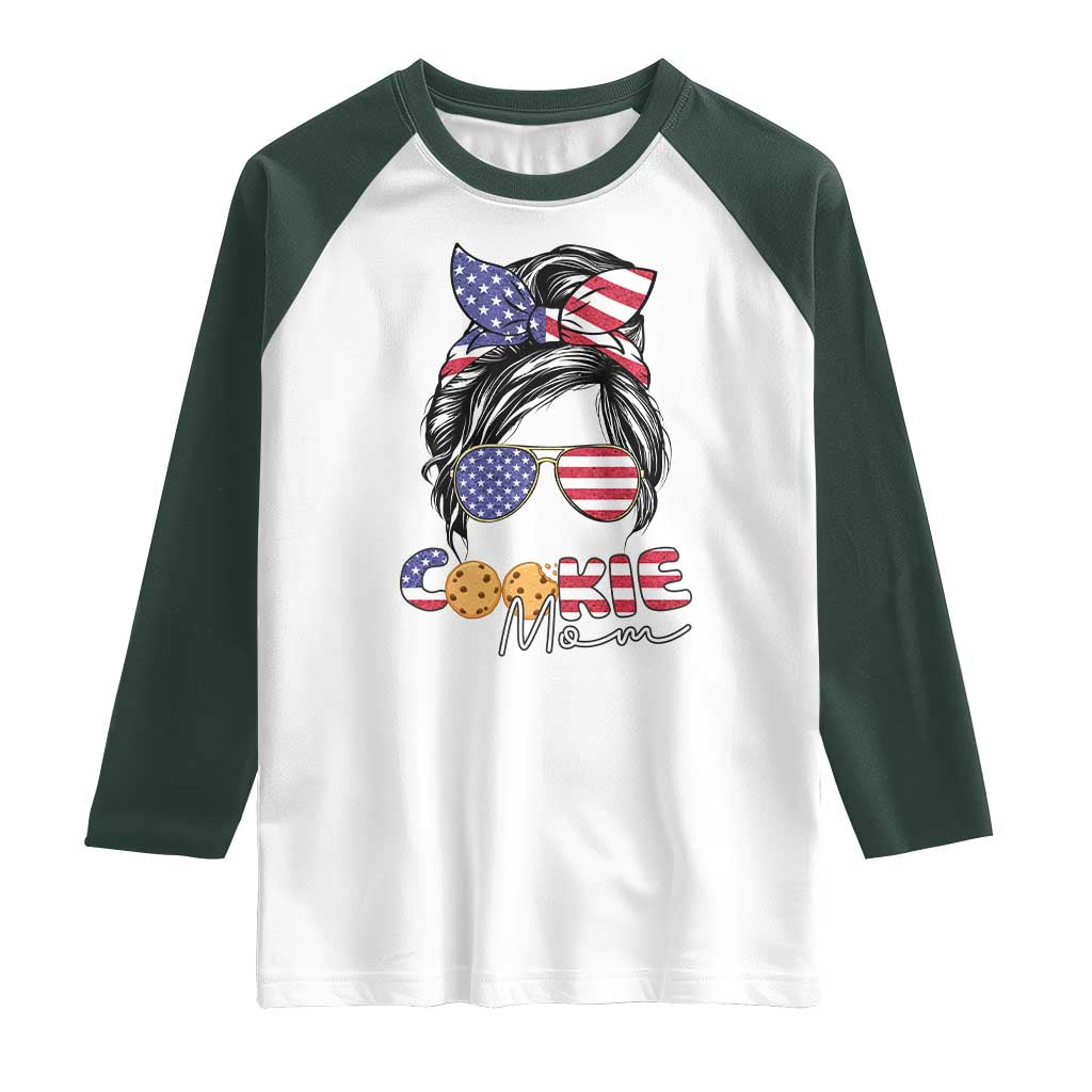 Scout Girl Mom Raglan Shirt American Proud Cookie Mom Troop Leader Family Matching TS02 White Dark Forest Green Print Your Wear