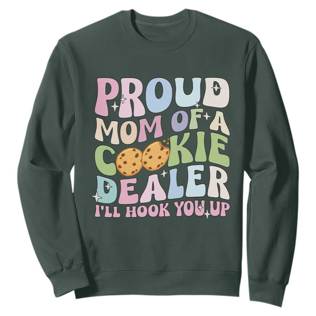 Scout Girl Mom Sweatshirt Proud Mom Of A Cookie Dealer Troop Leader Family Matching TS02 Dark Forest Green Print Your Wear