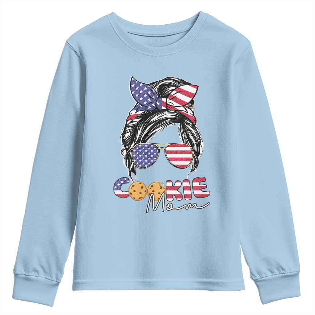 Scout Girl Mom Youth Sweatshirt American Proud Cookie Mom Troop Leader Family Matching TS02 Light Blue Print Your Wear