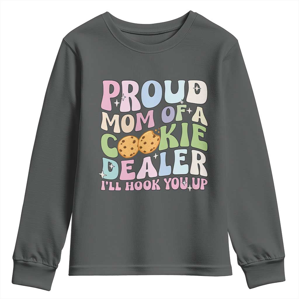Scout Girl Mom Youth Sweatshirt Proud Mom Of A Cookie Dealer Troop Leader Family Matching TS02 Dark Heather Print Your Wear
