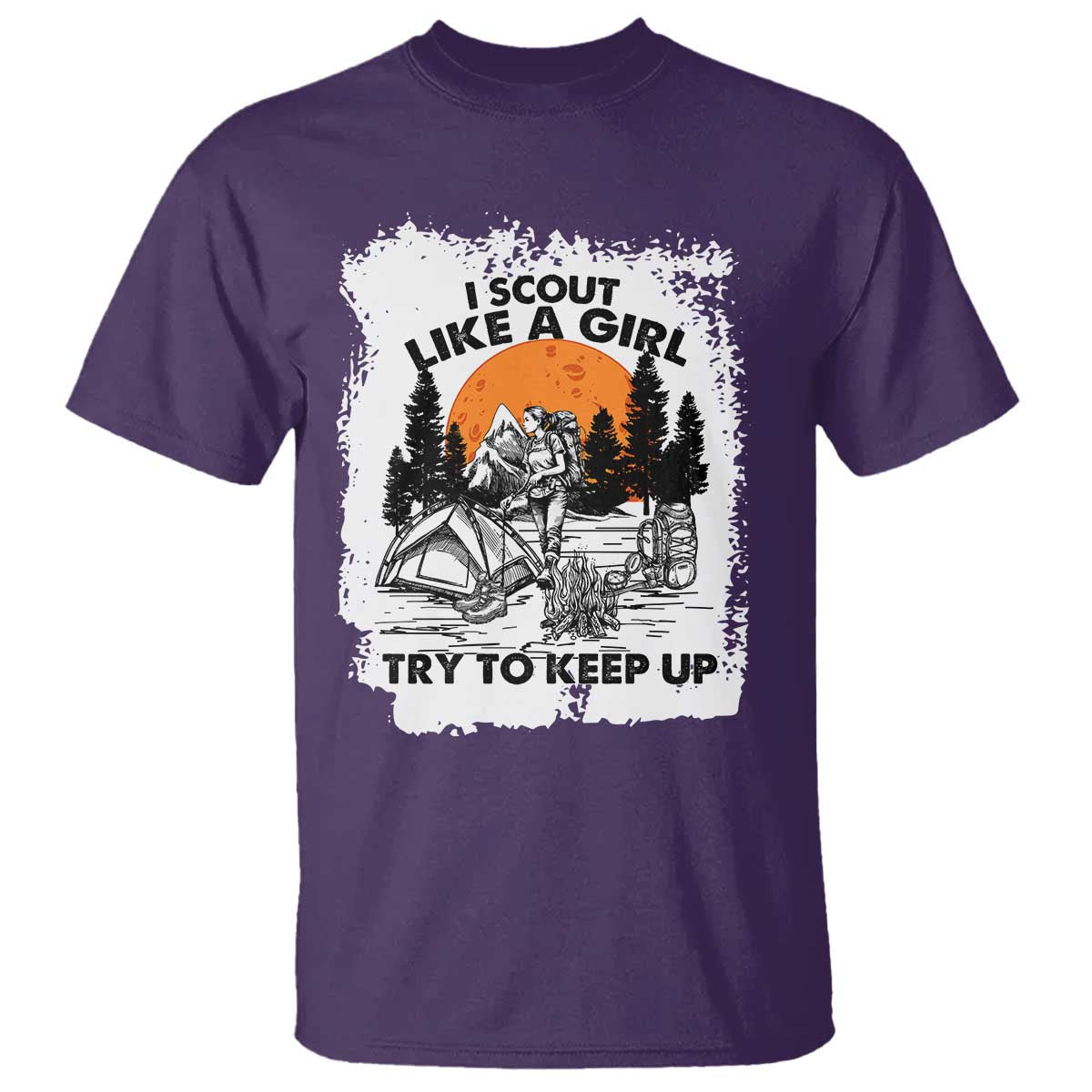 Scout Girl T Shirt I Scout Like A Girl Try To Keep Up Hiking Camping Scouting Lovers TS02 Purple Print Your Wear