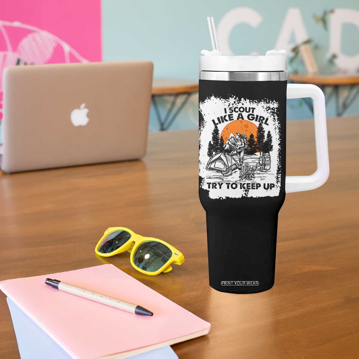 Scout Girl Tumbler With Handle I Scout Like A Girl Try To Keep Up Hiking Camping Scouting Lovers TS02 Print Your Wear