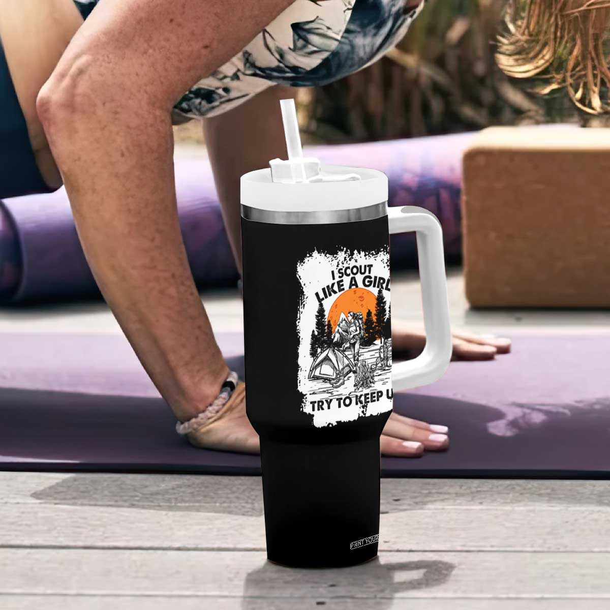 Scout Girl Tumbler With Handle I Scout Like A Girl Try To Keep Up Hiking Camping Scouting Lovers TS02 Print Your Wear