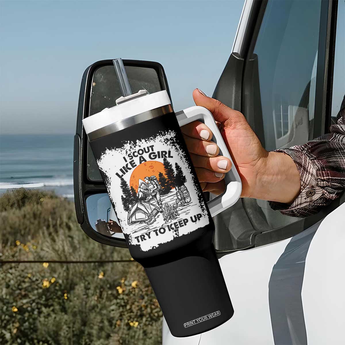 Scout Girl Tumbler With Handle I Scout Like A Girl Try To Keep Up Hiking Camping Scouting Lovers TS02 Print Your Wear