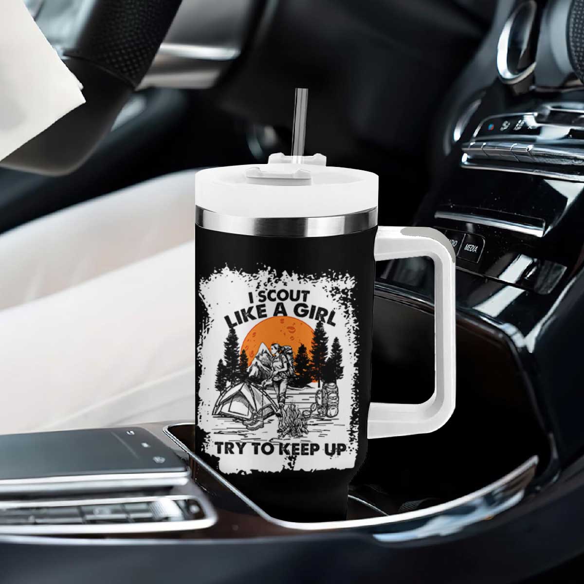 Scout Girl Tumbler With Handle I Scout Like A Girl Try To Keep Up Hiking Camping Scouting Lovers TS02 Print Your Wear