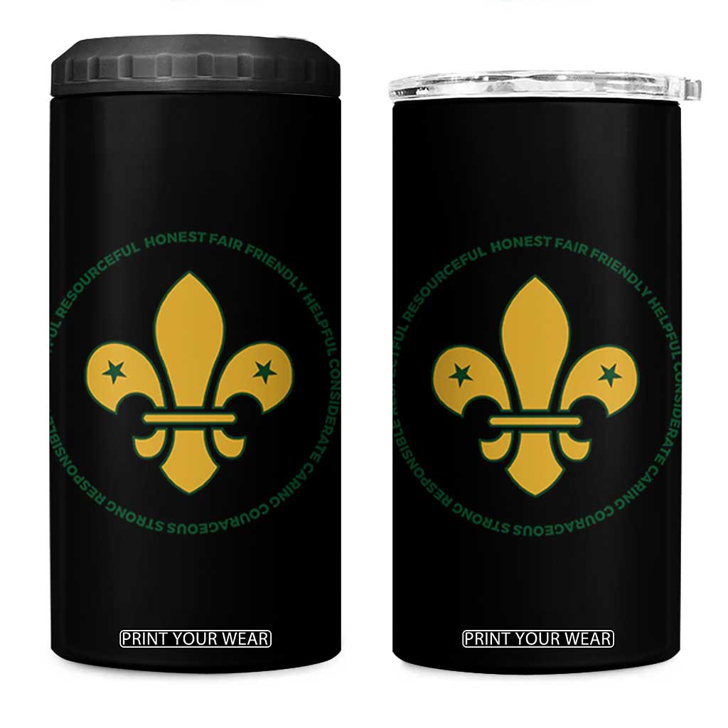 Scout Law Values 4 in 1 Can Cooler Tumbler Scouting Troop Leader Fleur-de-Lis TS02 One Size: 16 oz Black Print Your Wear